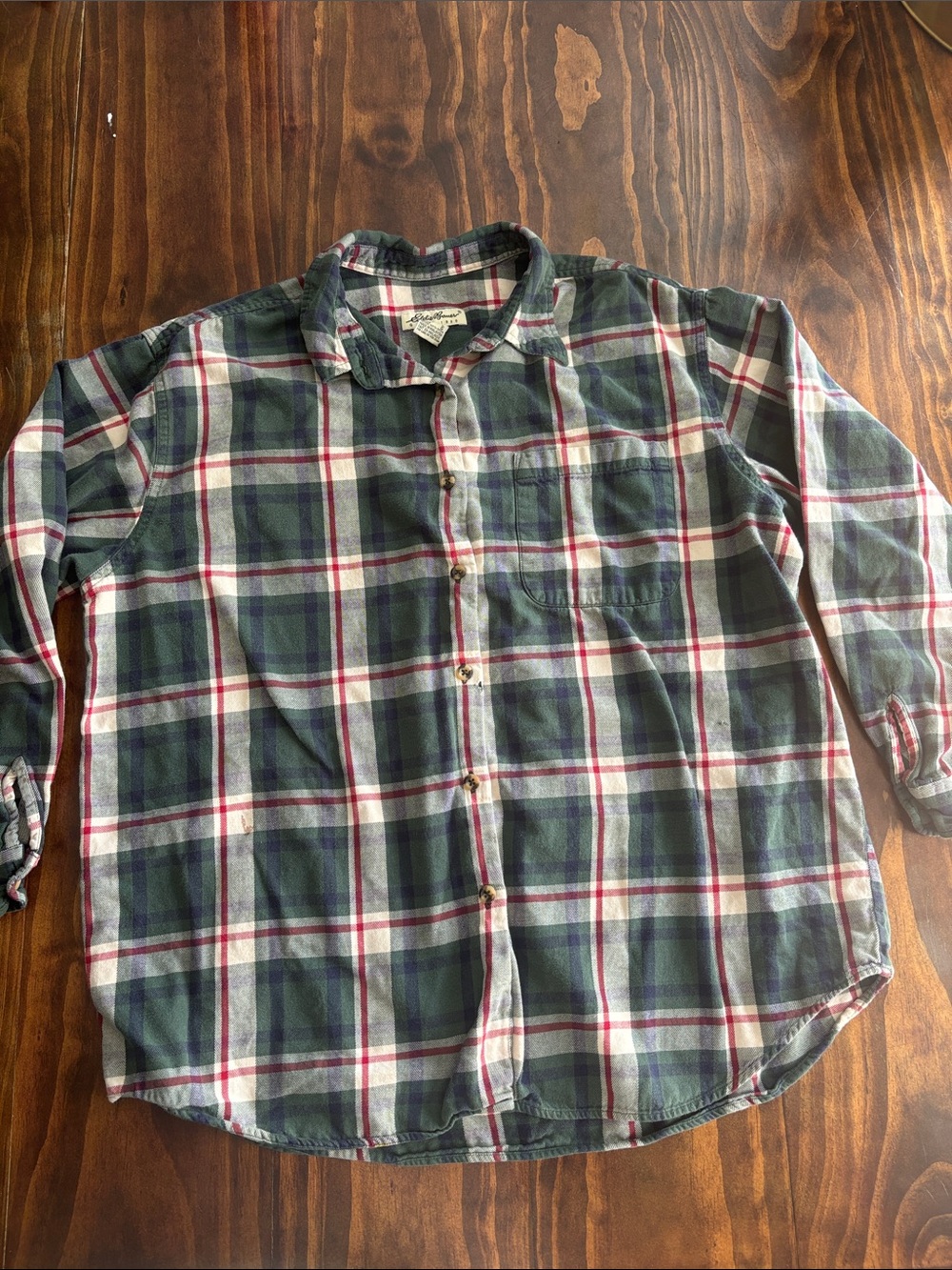 Vintage 90s Eddie Bauer Women’s Large Plaid Flannel Shirt 100% Cotton